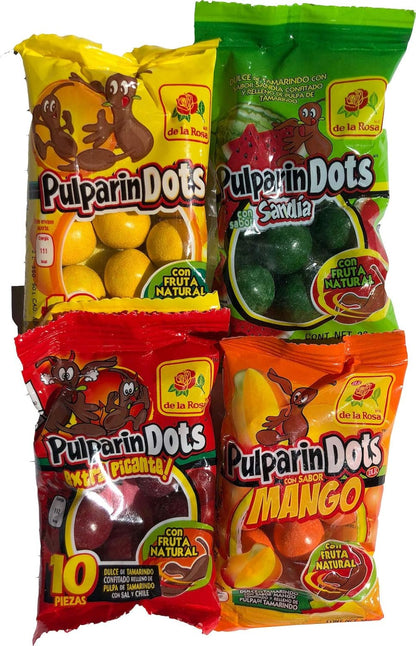 Tama Roca Pellizco Natural Tamarind Candy with Salt and Chili 40 Count with FREE Pulparin Dots (4 Flavors)