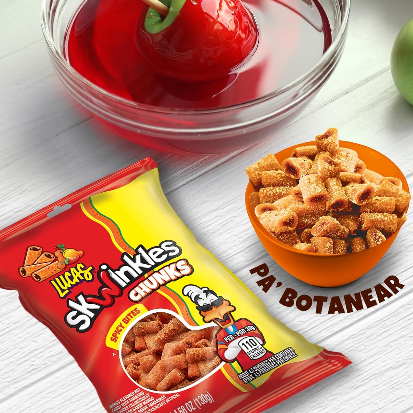 Lucas Skwinkles Sweet & Sour Candy Chunk Mango Flavored with Tamarind Filling, 1 Bag of 4.586oz, Perfect for Snacks, Parties