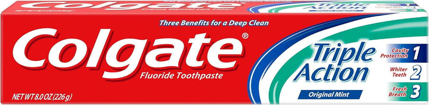 Colgate Triple Action Toothpaste, Mint, 8 Ounce