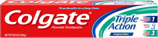Colgate Triple Action Toothpaste, Mint, 8 Ounce