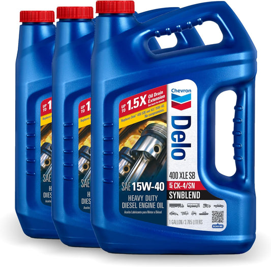 Chevron Delo 400 XLE SAE Synblend Synthetic Blend Oil 15W40, 1 Gallon, Case of 3