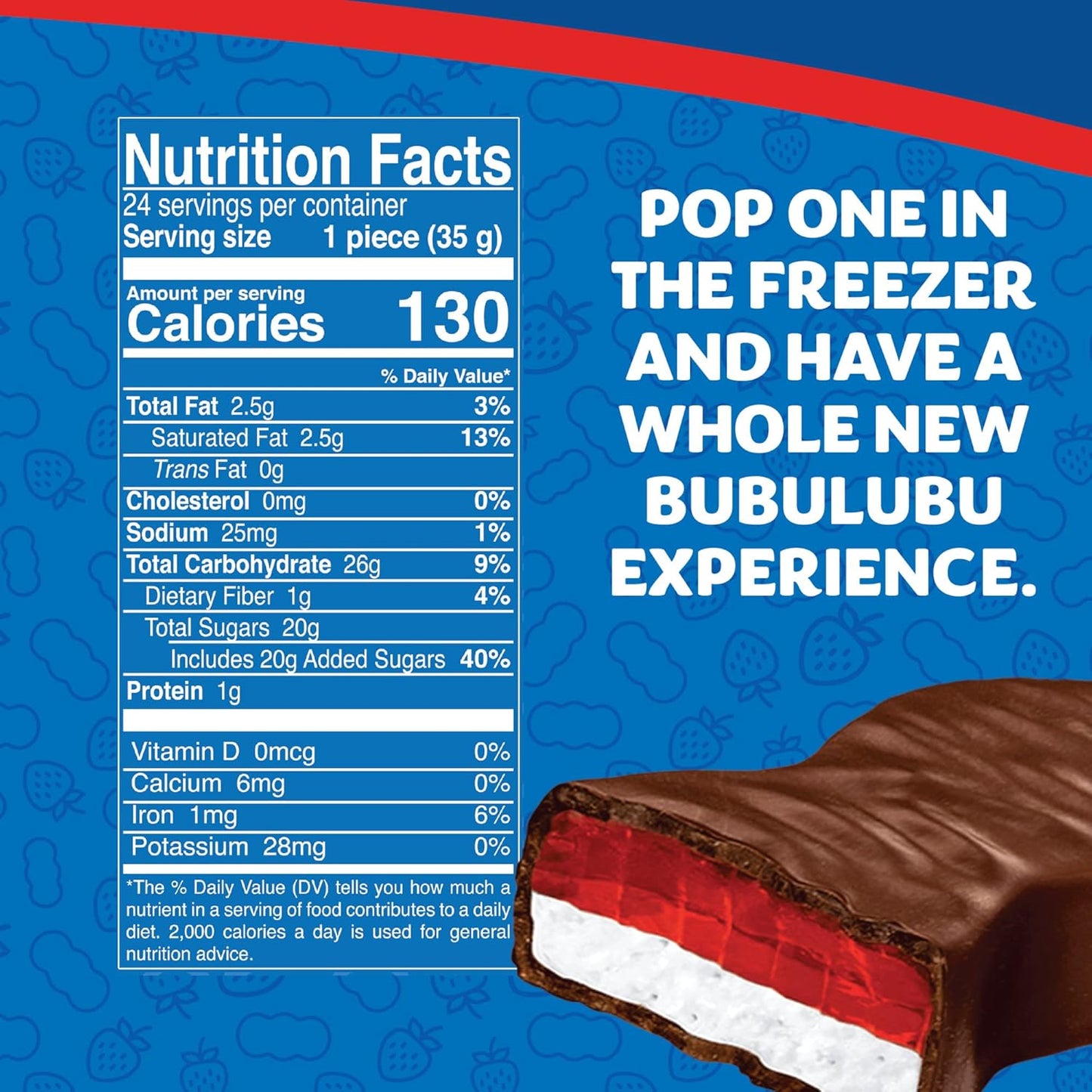 Ricolino Bubulubu Marshmallow with Strawberry Artificially Flavored Gummy with Chocolate Flavored Coating Bar, 1 Pound 13.52 Ounces, 24 Count Box