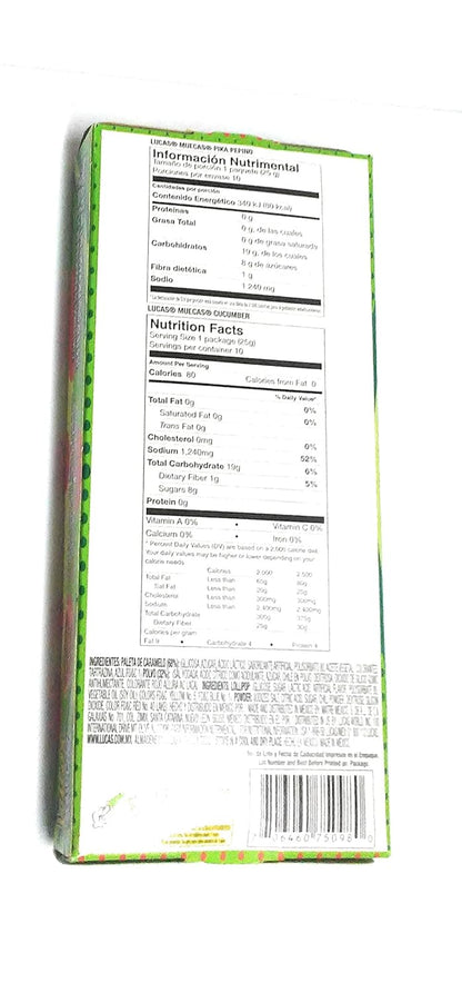 Lucas Muecas Pepino Cucumber Flavored Lollipop with Chili Powder Mexican Candy, 10 Pieces