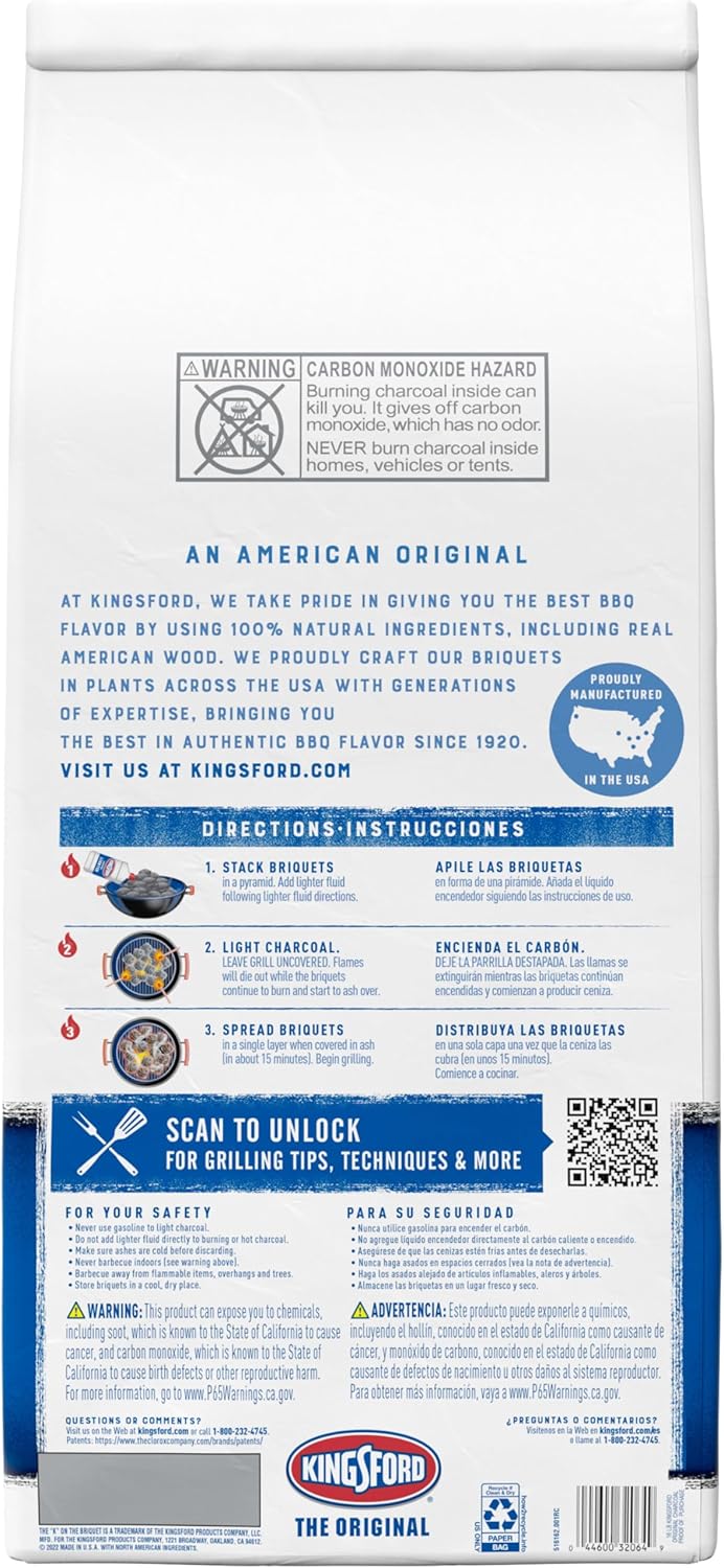 Kingsford Original Charcoal Briquettes, BBQ Charcoal for Grilling, 16 Pounds (Package May Vary)