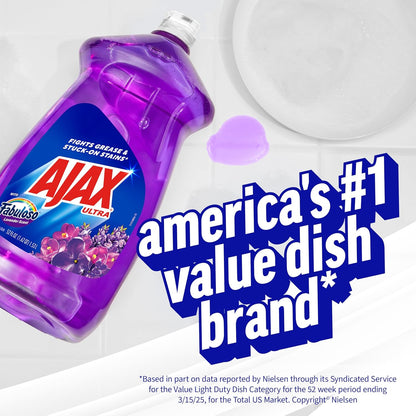 Ajax Ultra Liquid Dish Soap with Fabuloso Lavender Scent, Deep Cleaning Action, Mess-Free, Easy-Flip Cap, 52 fl oz Bottle