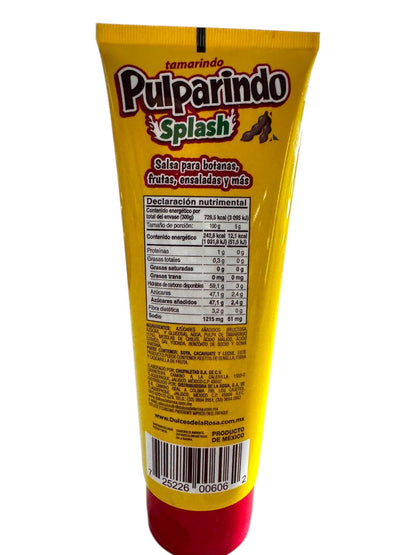 De La Rosa Pulparindo Splash Tamarind Flavor – Single Bottle | Spicy & Sweet Mexican Candy for Snacks, Fruits, Beverages