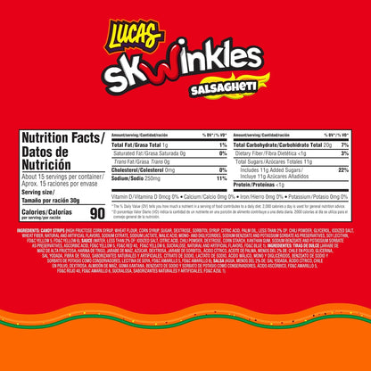 Lucas Salsagheti Mango Flavored Hot Candy Strips and Tamarind Flavored Sauce, King Size 2.4 oz - 6 Pieces Pack for Treats, Snack, Parties, Piñatas