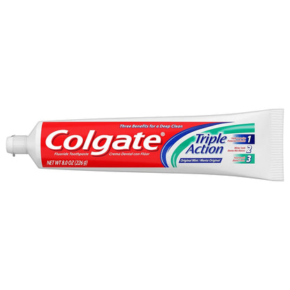 Colgate Triple Action Toothpaste, Mint - 8.0 Ounce (3 Pack)