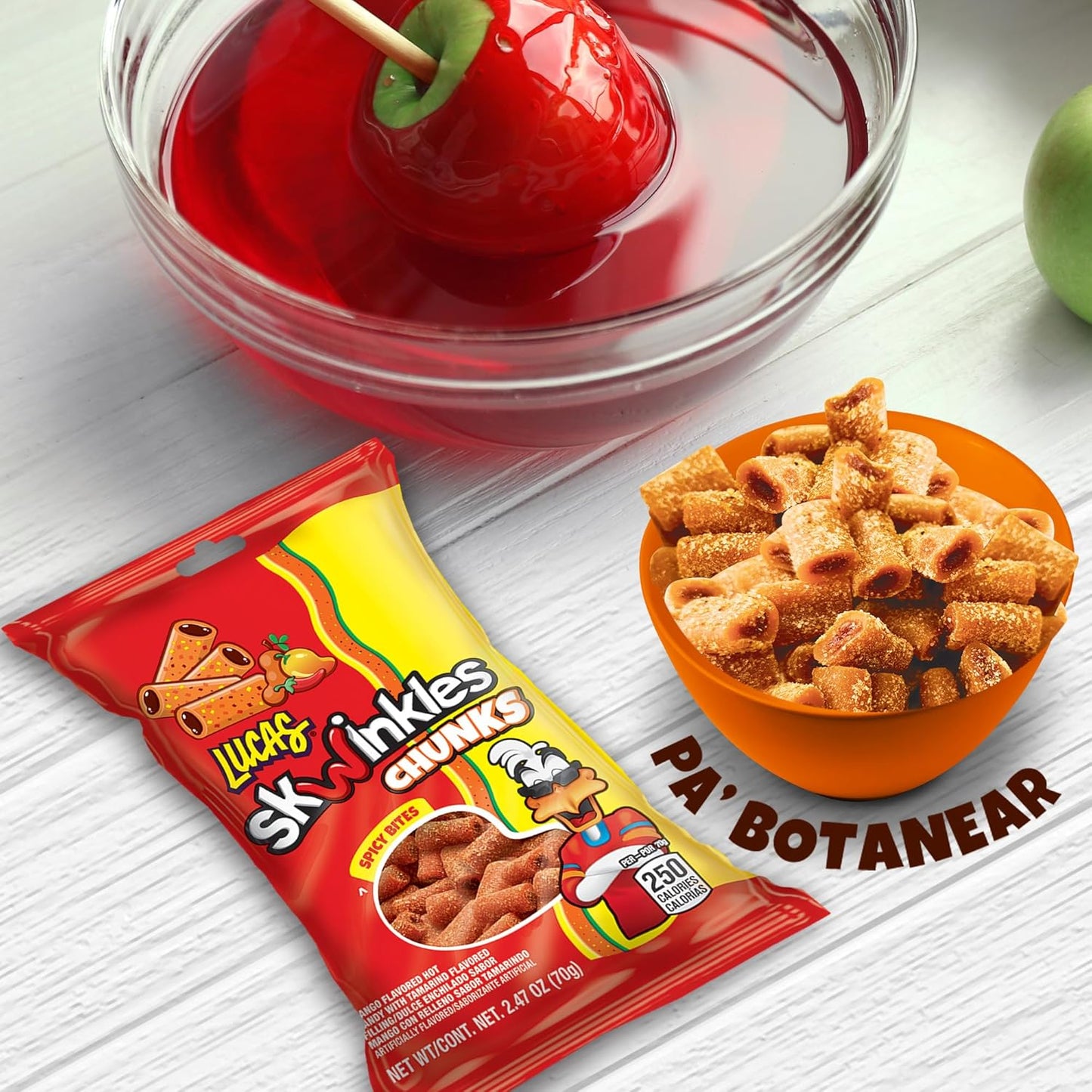 Lucas Skwinkles Candy Chunk Mango Flavored with Tamarind Filling 2.46oz, 12 pieces Pack, Perfect for Snacks, Parties