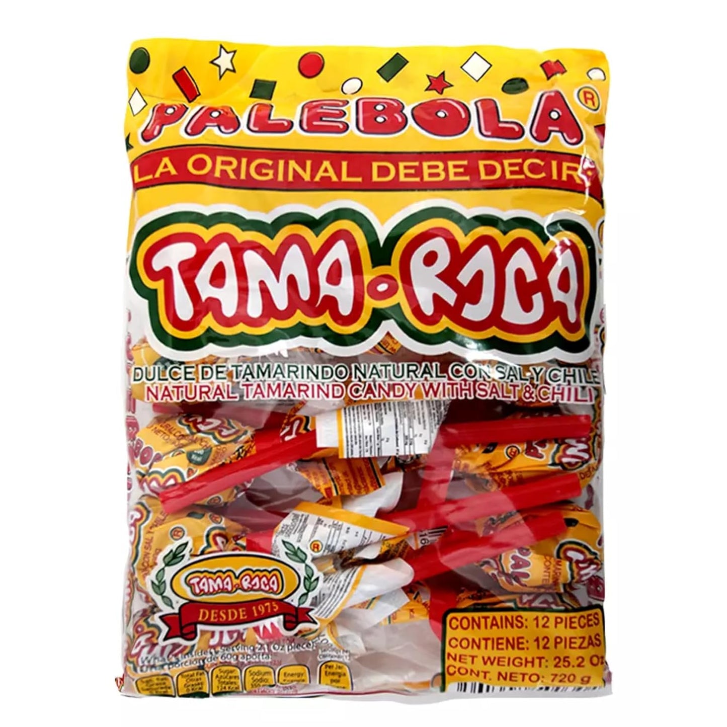 Tama Roca Palebola Natural Tamarind Candy Lollipop with Salt and Chili. Mexican Tamarind Candy 2.1 Ounce Each Individually Wrapped Lollipop (12 Pieces Pack 33.6 Ounces)