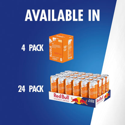 Red Bull Amber Edition Energy Drink, Strawberry Apricot, with 114mg Caffeine plus Taurine & B Vitamins, 12 Fl Oz, 6 Packs of 4 Cans (Pack of 24)