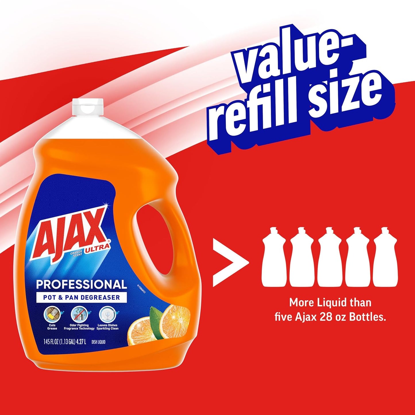 Ajax Ultra Professional Antibacterial Pot & Pan Dish Soap, Orange Scent, 145 fl. oz. (1.13 gal.), 4/Pack (61034313CT)