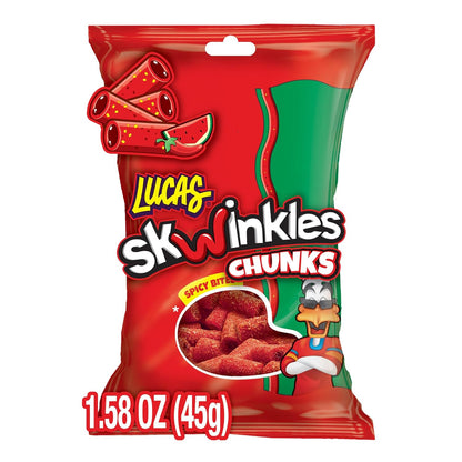Lucas Skwinkles Candy Chunk Watermelon Flavored with Tamarind Filling 1.60oz, 6 pieces Pack