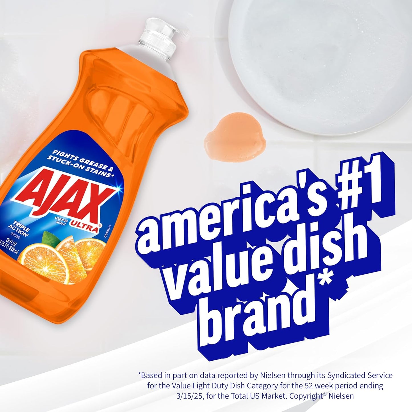 Ajax 44678EA Dish Detergent, Liquid, Orange Scent, 28 oz Bottle