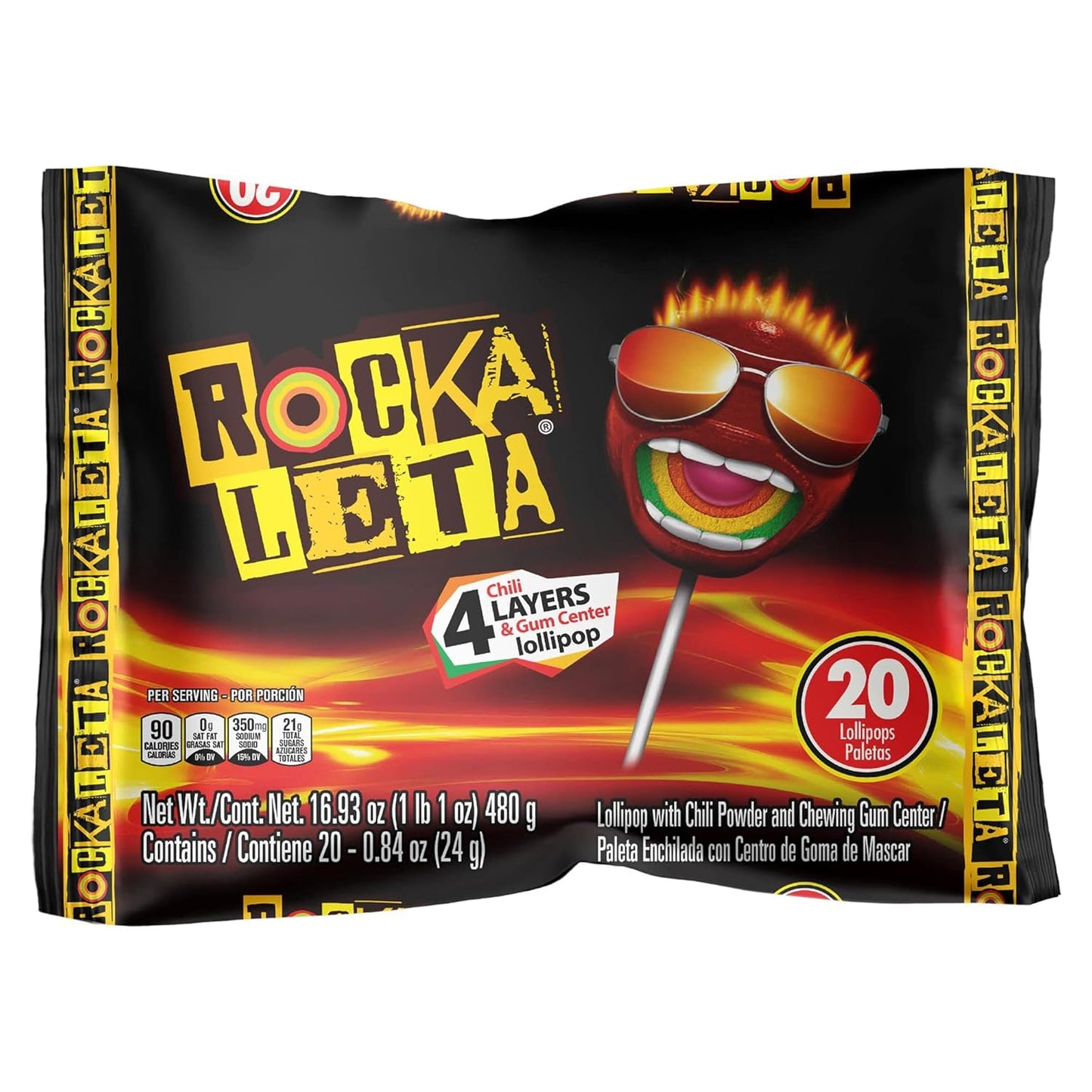 Rockaleta Chile Lollipops, 20 Count (SUGAR CANDY - ETHNIC)