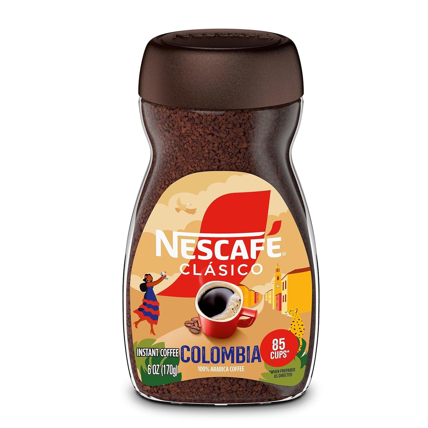 NESCAFÉ CLÁSICO Instant Coffee, Medium Roast Coffee, Colombia, 1 Jar (6 Oz)