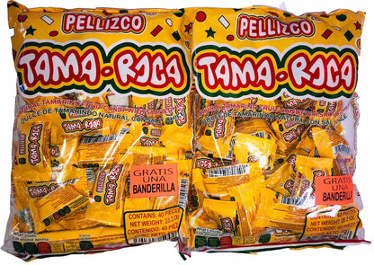 Tama Roca Pellizco Natural Tamarind Candy with Salt and Chili 40 Count (2 Pack) with FREE Cachepigui Lollipop Candy (1BAG) by MEXICAN CANDY