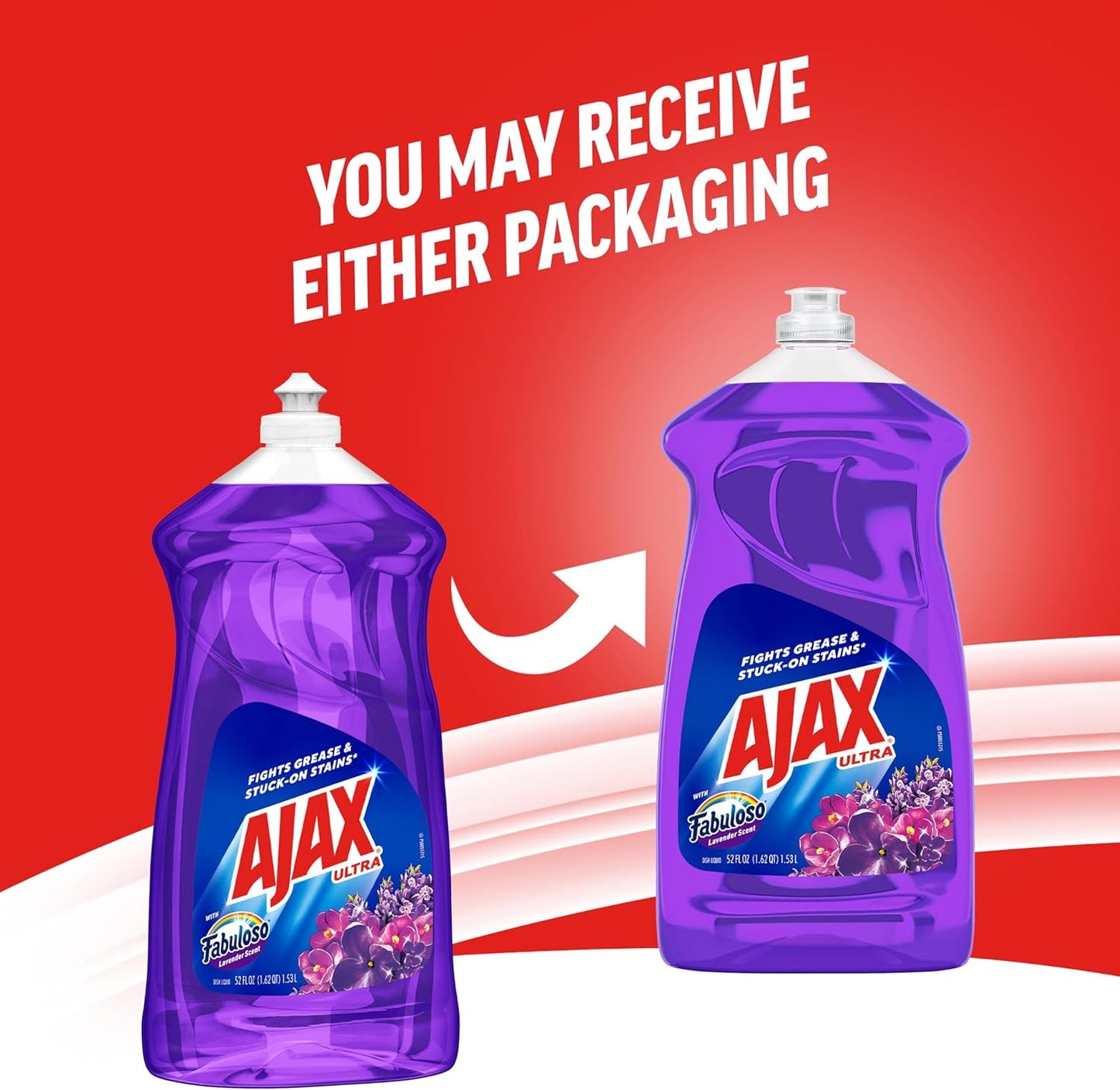 Ajax Ultra Liquid Dish Soap with Fabuloso Lavender Scent, Deep Cleaning Action, Mess-Free, Easy-Flip Cap, 52 fl oz Bottle