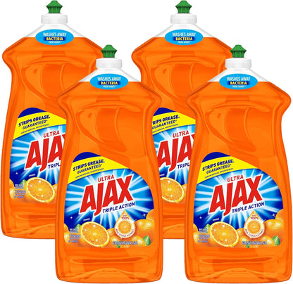 Ajax Triple-Action Dishwashing Liquid, 52 Oz, Orange (Pack of 4)