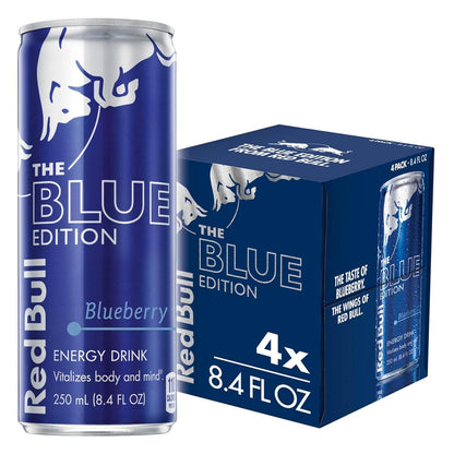 Red Bull Energy Drink, Blueberry, 4 Pack of 8.4 Fl Oz, Blue Edition