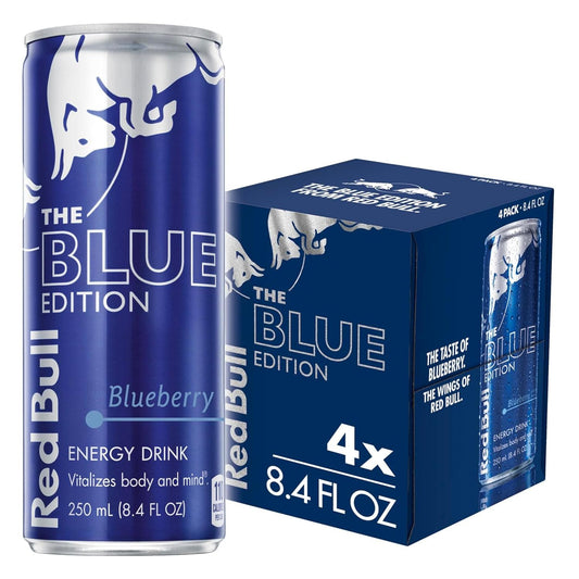 Red Bull Energy Drink, Blueberry, 4 Pack of 8.4 Fl Oz, Blue Edition
