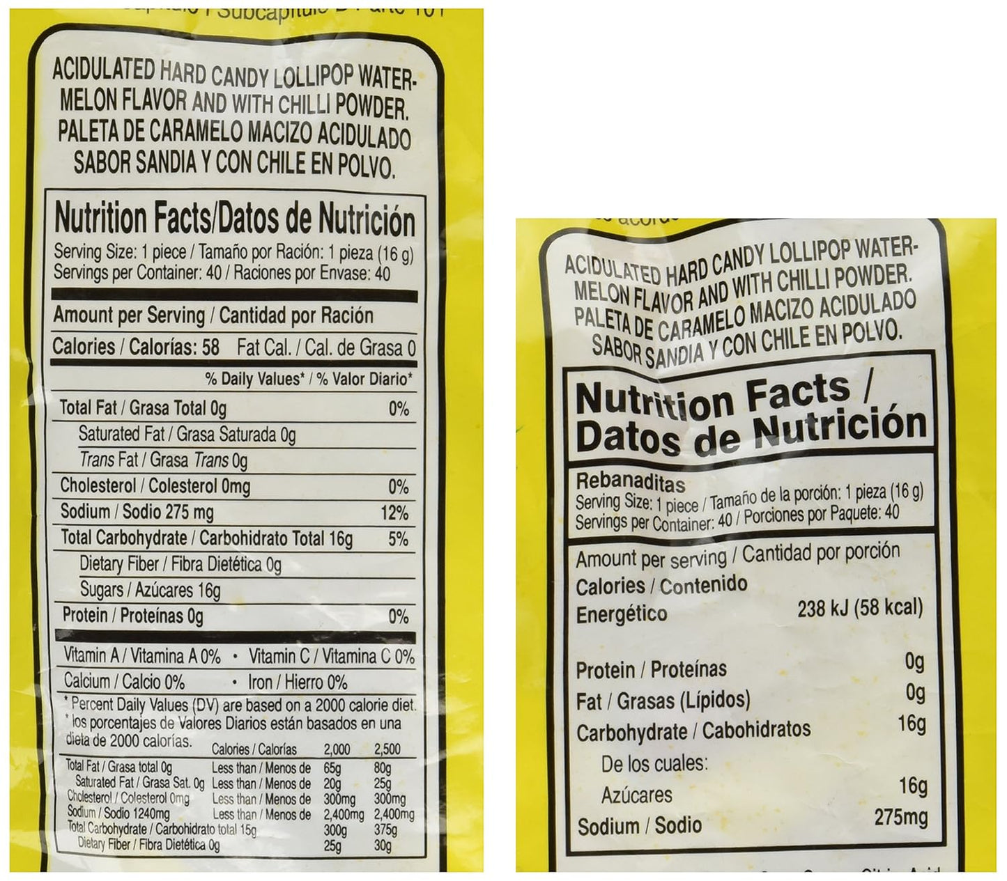 Vero Rebanaditas Paletas Sabor Sandia Hard Candy Chili Covered Lollipops 40 pcs