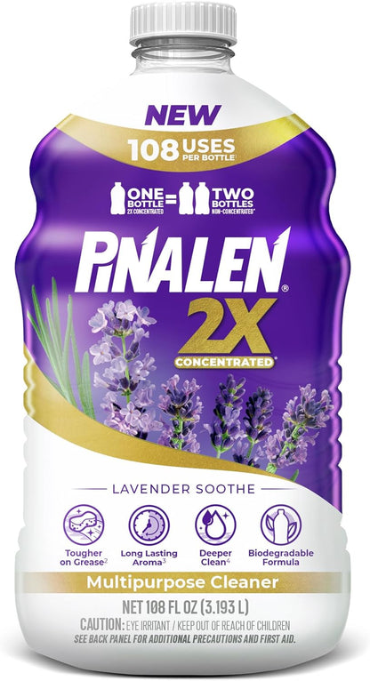 PINALEN 2X Max Aromas Concentrated Multipurpose Cleaner - Lavender Soothe Scent - 108 fl oz - All Purpose Cleaner for Kitchen, Bathroom, Floors & Outdoors