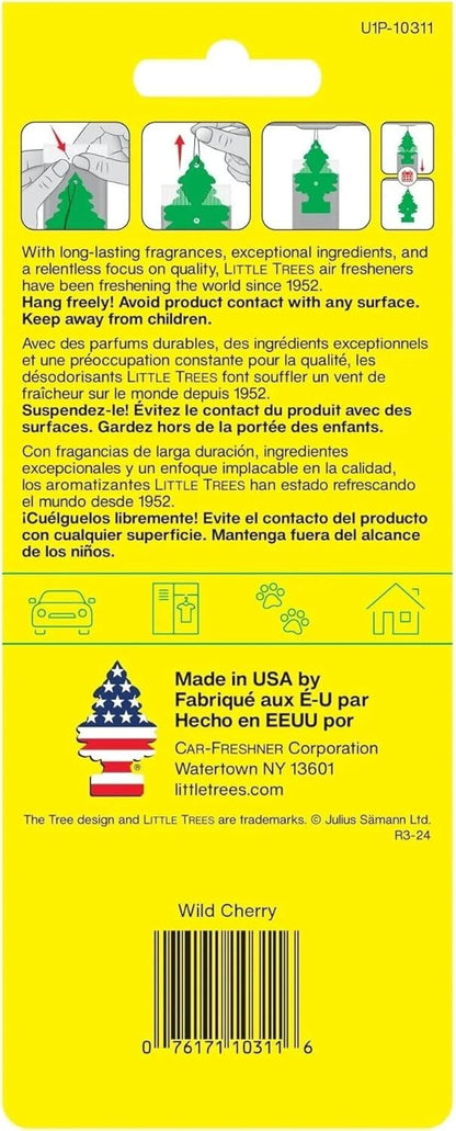 LITTLE TREES Car Air Freshener | Hanging Paper Tree for Home or Car | Wild Cherry | Single Tree per Package