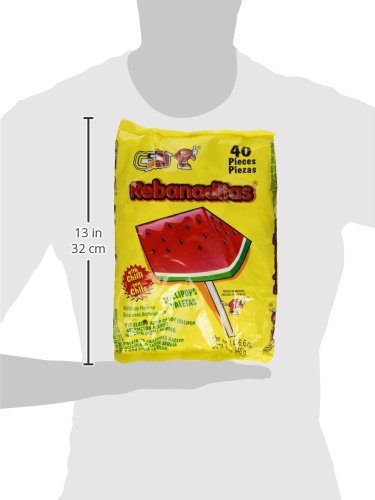 Vero Rebanaditas Paletas Sabor Sandia Hard Candy Chili Covered Lollipops 40 pcs