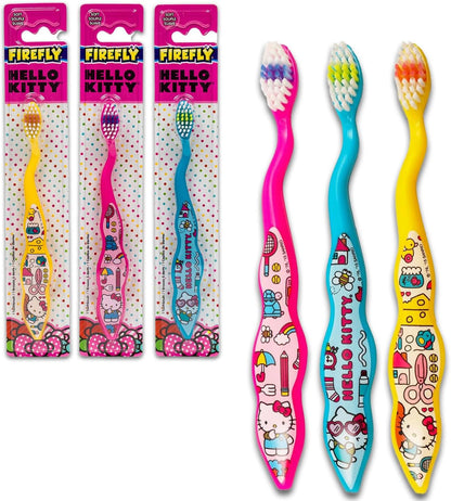 Hello Kitty Toothbrush Kit for Kids - Bundle with 3 Hello Kitty Toothbrushes, Stickers, and More for Girls, Toddlers | Hello Kitty Toothbrush Set