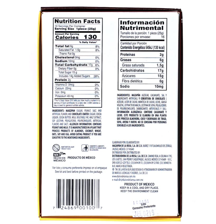 Mazapan cubierto de Chocolate (16 piezas) by N/A