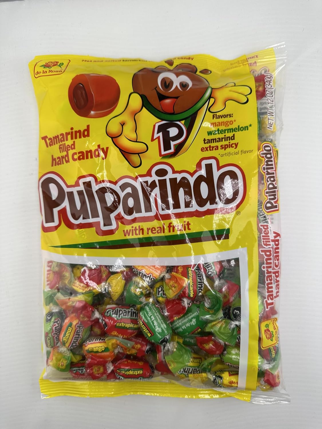 De La Rosa Pulparindo Hard Candy Mango, Watermelon,Tamarind and Extra Spicy Flavour 68 counts Packs of 2 .Total counts 136
