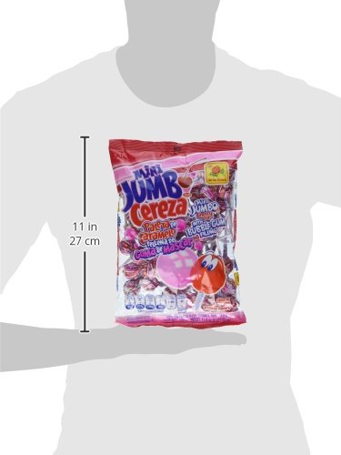 Mini Jumbo Cereza Lollipop Bubble Gum Filling Mexican Candy 50 Cherry