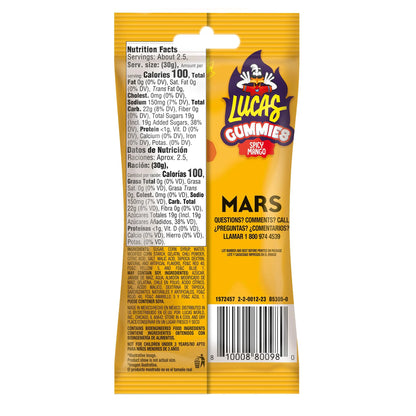 Lucas Spicy Gummies Mango DMF15 Flavored 12 pack, 29.6OZ