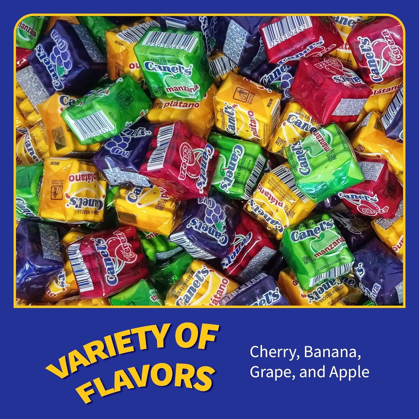 Canel's 4-Piece Gum Pack Jar in Fruit Flavors - Cherry, Banana, Grape, and Apple, 300 Count