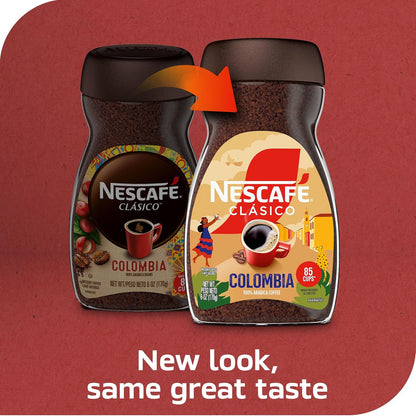 NESCAFÉ CLÁSICO Instant Coffee, Medium Roast Coffee, Colombia, 1 Jar (6 Oz)