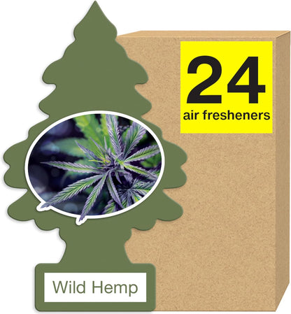 LITTLE TREES Air Fresheners Car Air Freshener. Hanging Tree Provides Long Lasting Scent for Auto or Home. Wild Hemp, 24 Air Fresheners