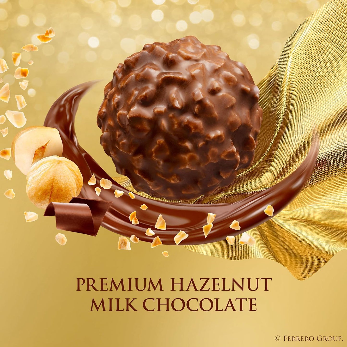 3 Count, Ferrero Rocher Premium Gourmet Milk Chocolate Hazelnut, Individually Wrapped Candy for Gifting, 1.3 oz