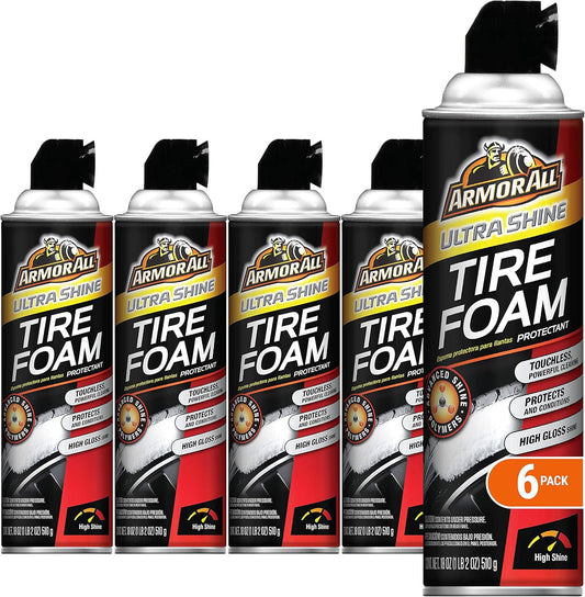 Armor All Tire Foam Ultra Shine, 18-Fluid Ounce Cans (Pack of 6)