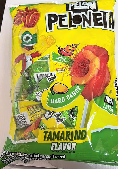 Pelon Peloneta Tamarind with Mango Lollipops,0.74 ounce, (18 pc)