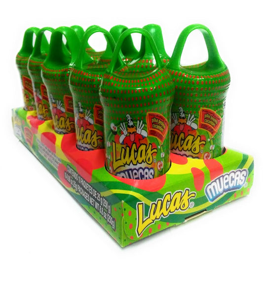 Lucas Muecas Pepino Cucumber Flavored Lollipop with Chili Powder Mexican Candy, 10 Pieces