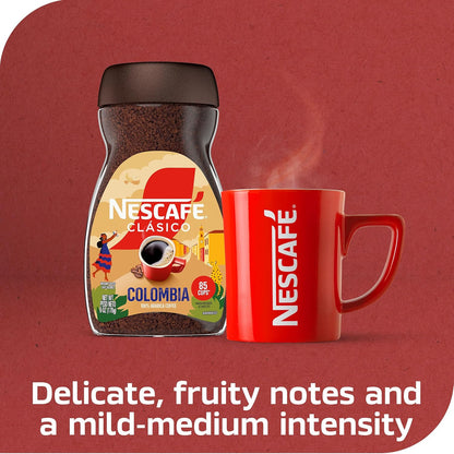 NESCAFÉ CLÁSICO Instant Coffee, Medium Roast Coffee, Colombia, 1 Jar (6 Oz)
