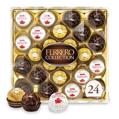 Ferrero Collection, 24 Count, Premium Gourmet Assorted Hazelnut Milk Chocolate, Dark Chocolate and Coconut, 9.1 oz