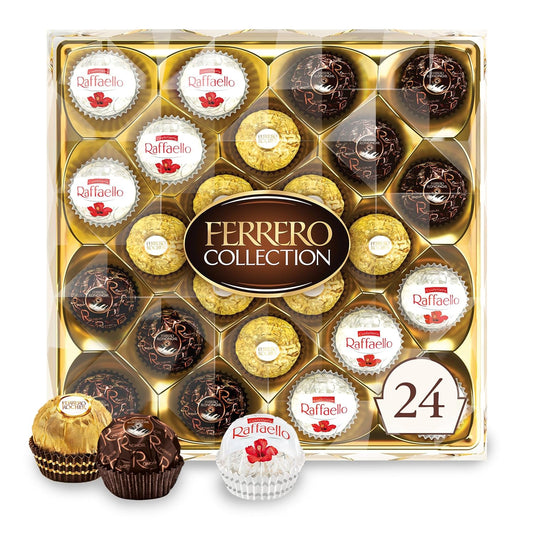 Ferrero Collection, 24 Count, Premium Gourmet Assorted Hazelnut Milk Chocolate, Dark Chocolate and Coconut, 9.1 oz