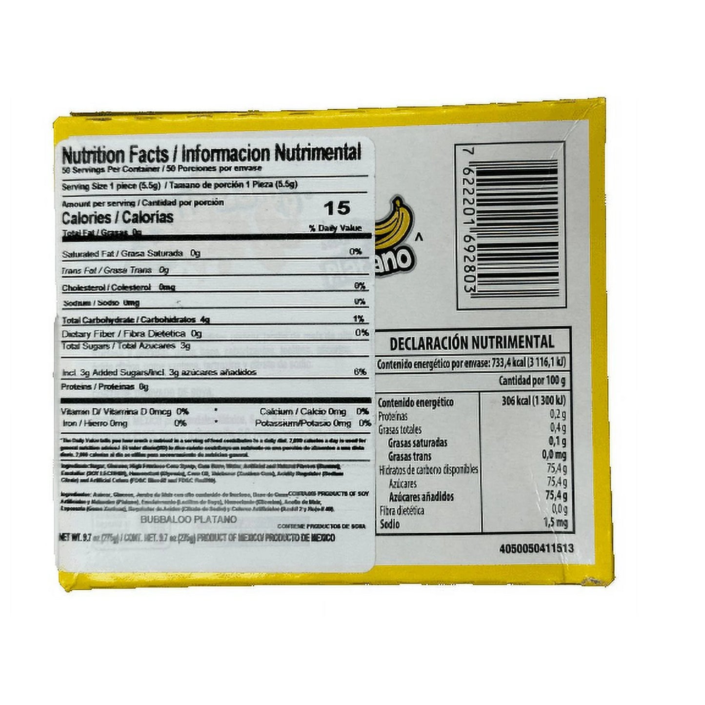 Bubbaloo Platano Banana Chewing Gum