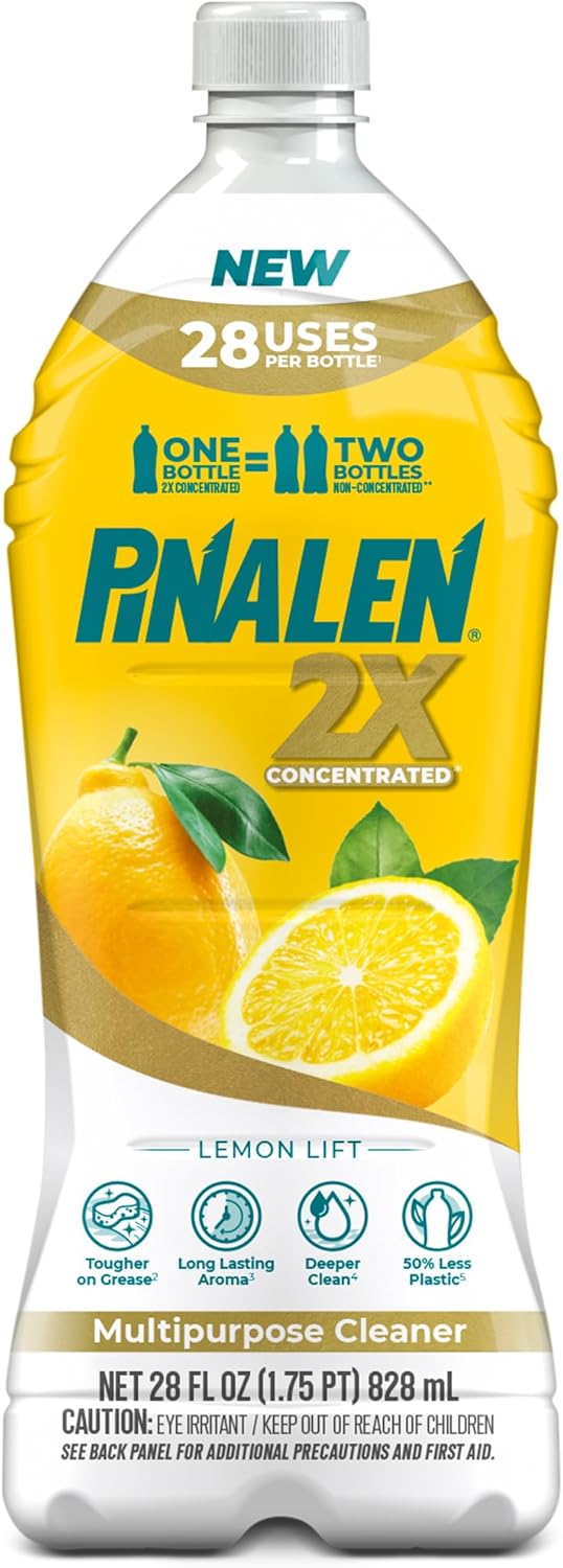 PINALEN 2X Max Aromas Concentrated Multipurpose Cleaner - Lemon Lift Scent - 28 fl oz- All Purpose Cleaner for Kitchen, Bathroom, Floors & Outdoorsz