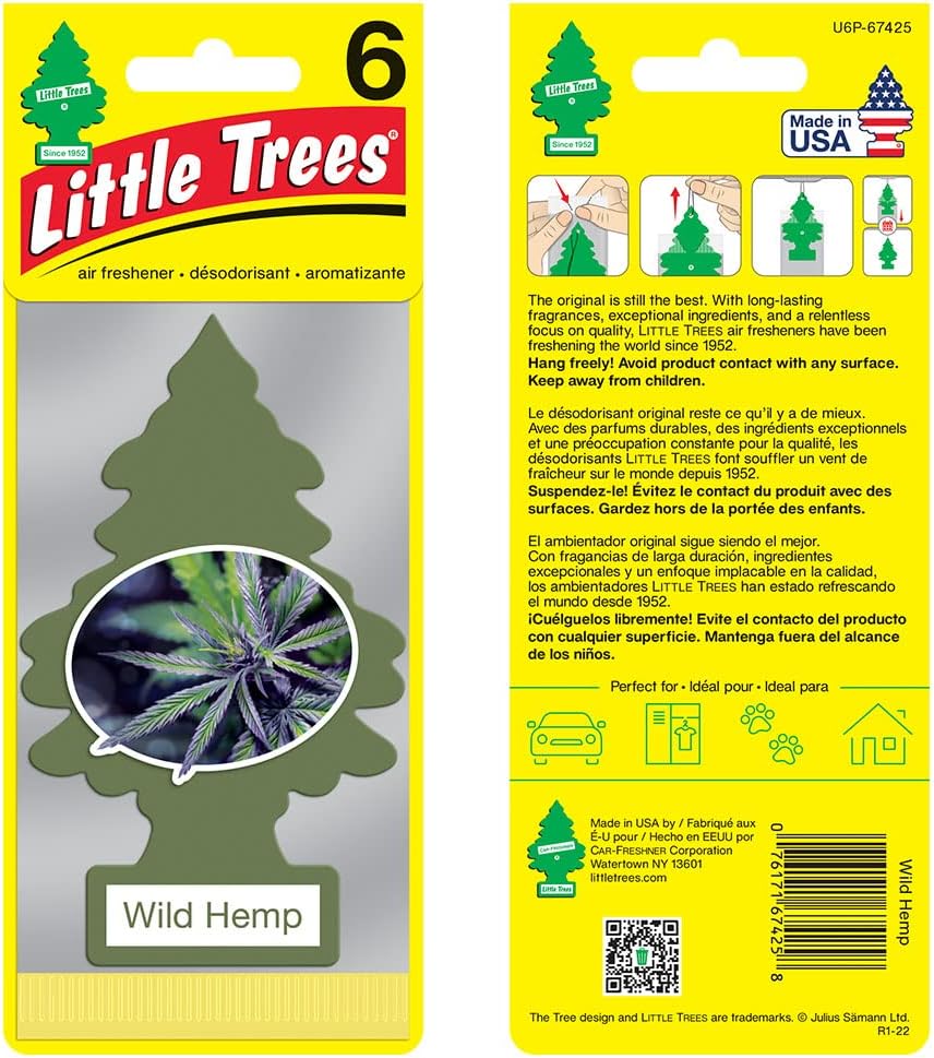 LITTLE TREES Air Fresheners Car Air Freshener. Hanging Tree Provides Long Lasting Scent for Auto or Home. Wild Hemp, 24 Air Fresheners