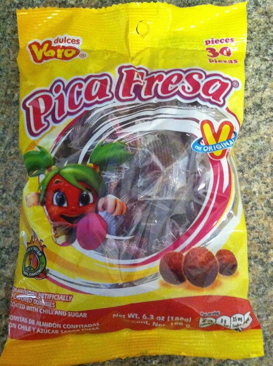 VERO PicaFresa Strawberry and Chili Chewy Candy Box with 7 bags of 30 count
