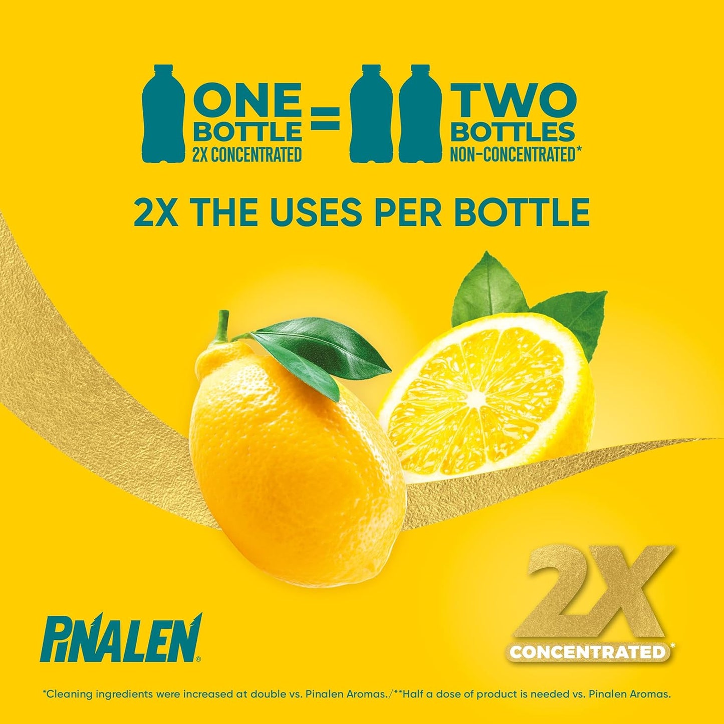 PINALEN 2X Max Aromas Concentrated Multipurpose Cleaner - Lemon Lift Scent - 28 fl oz- All Purpose Cleaner for Kitchen, Bathroom, Floors & Outdoorsz