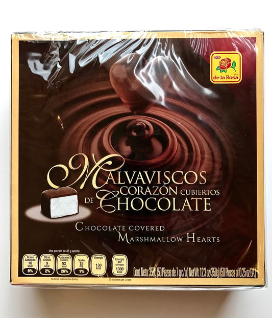 DE LA ROSA CHOCOLATE COVERED MARSHMALLOW HEARTS 50 CT